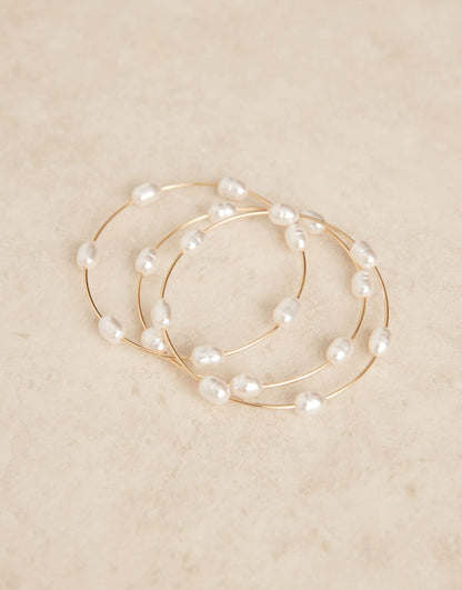 Pack Of 3 Bangles With Faux Pearl Detail