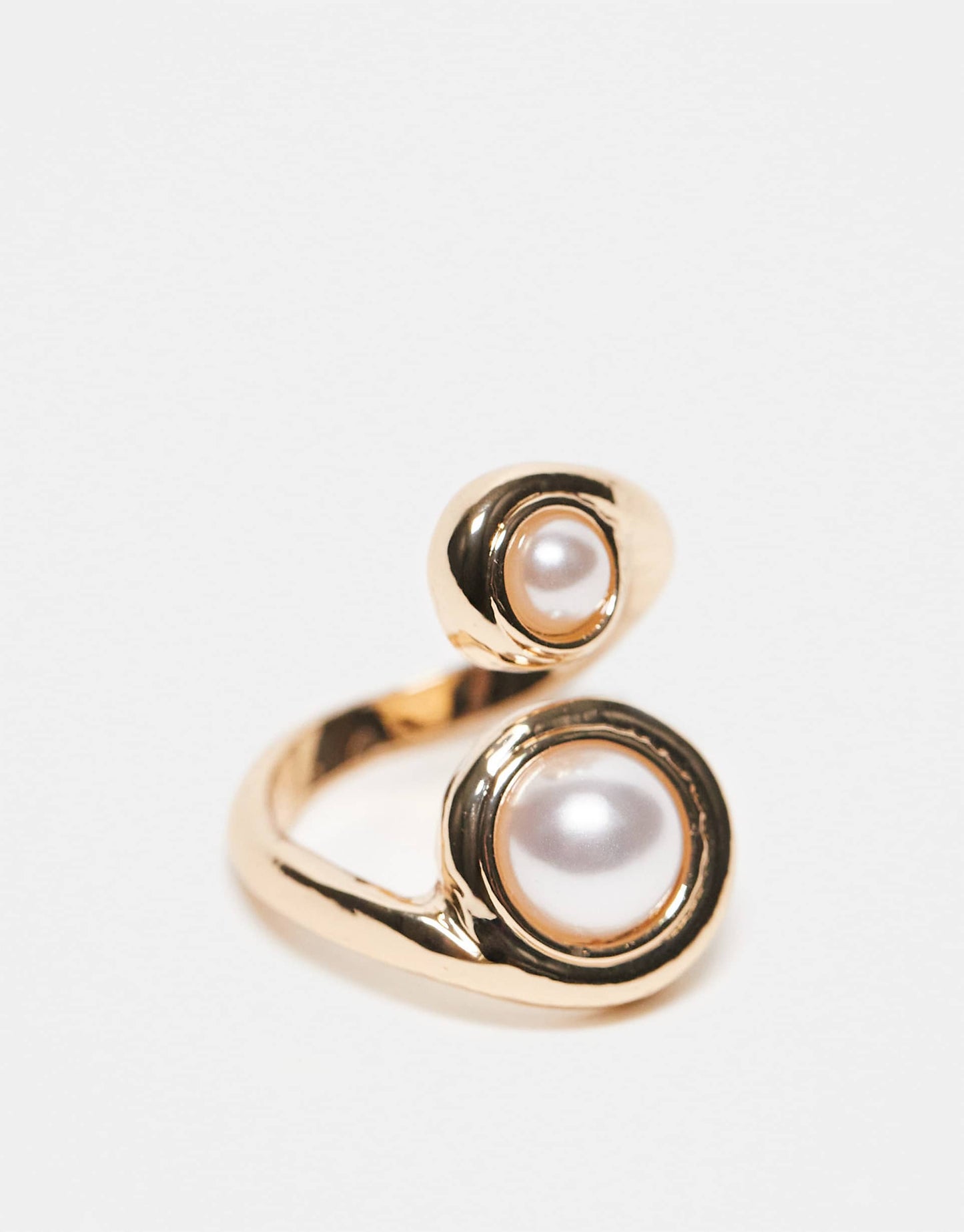 Wraparound Ring With Faux Pearl Detail