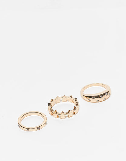 Pack Of 3 Rings With Celestial Design