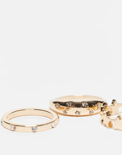 Pack Of 3 Rings With Celestial Design