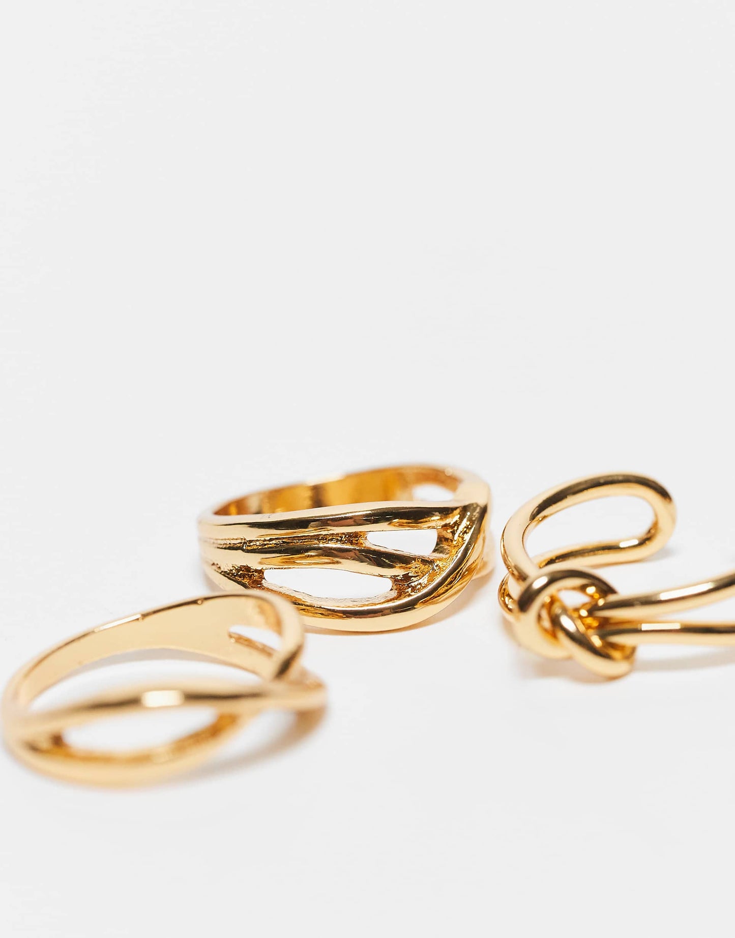 Curve 14K Gold Plated Pack Of 3 Rings