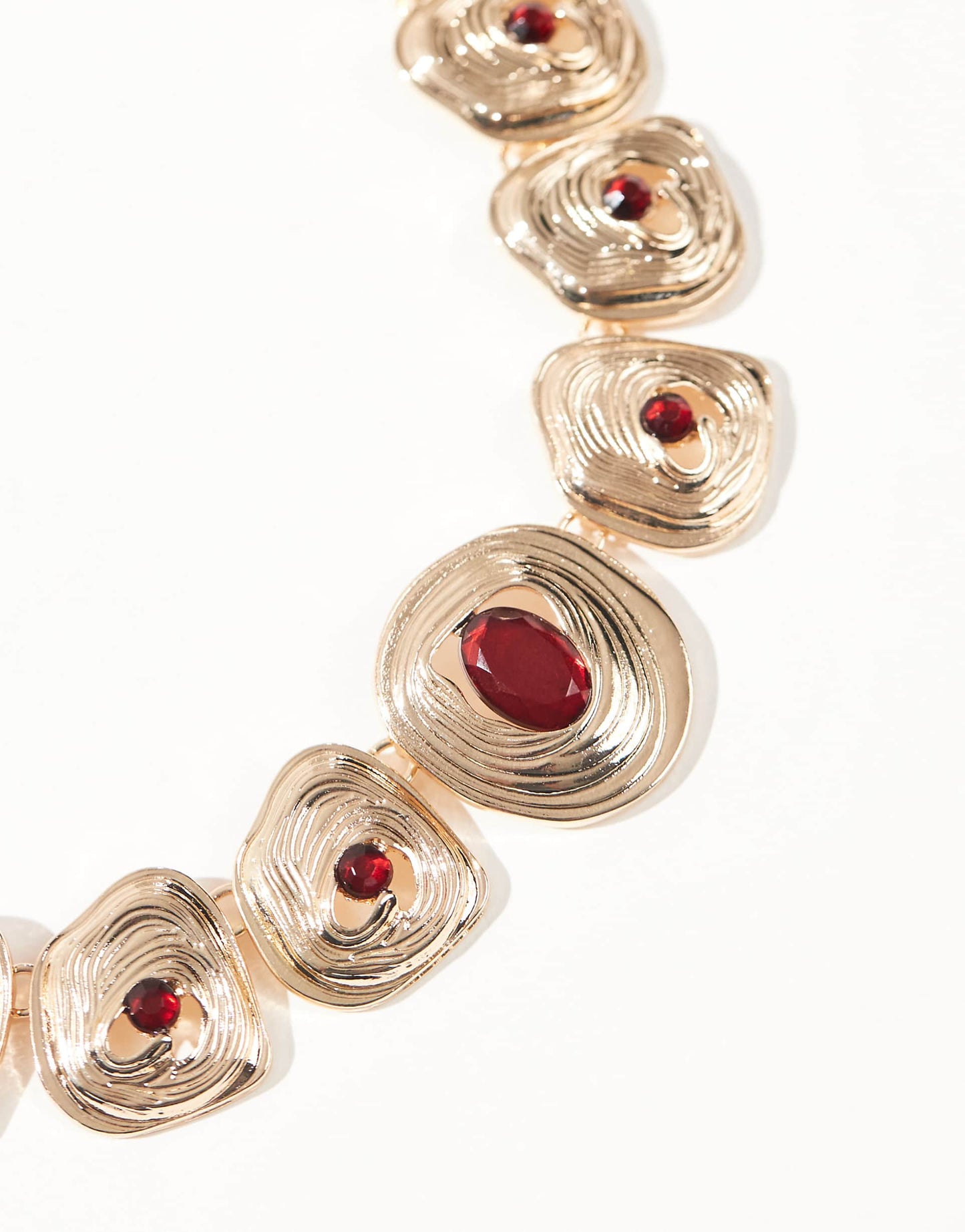 Necklace With Hammered Coin And Semi Precious Look Detail