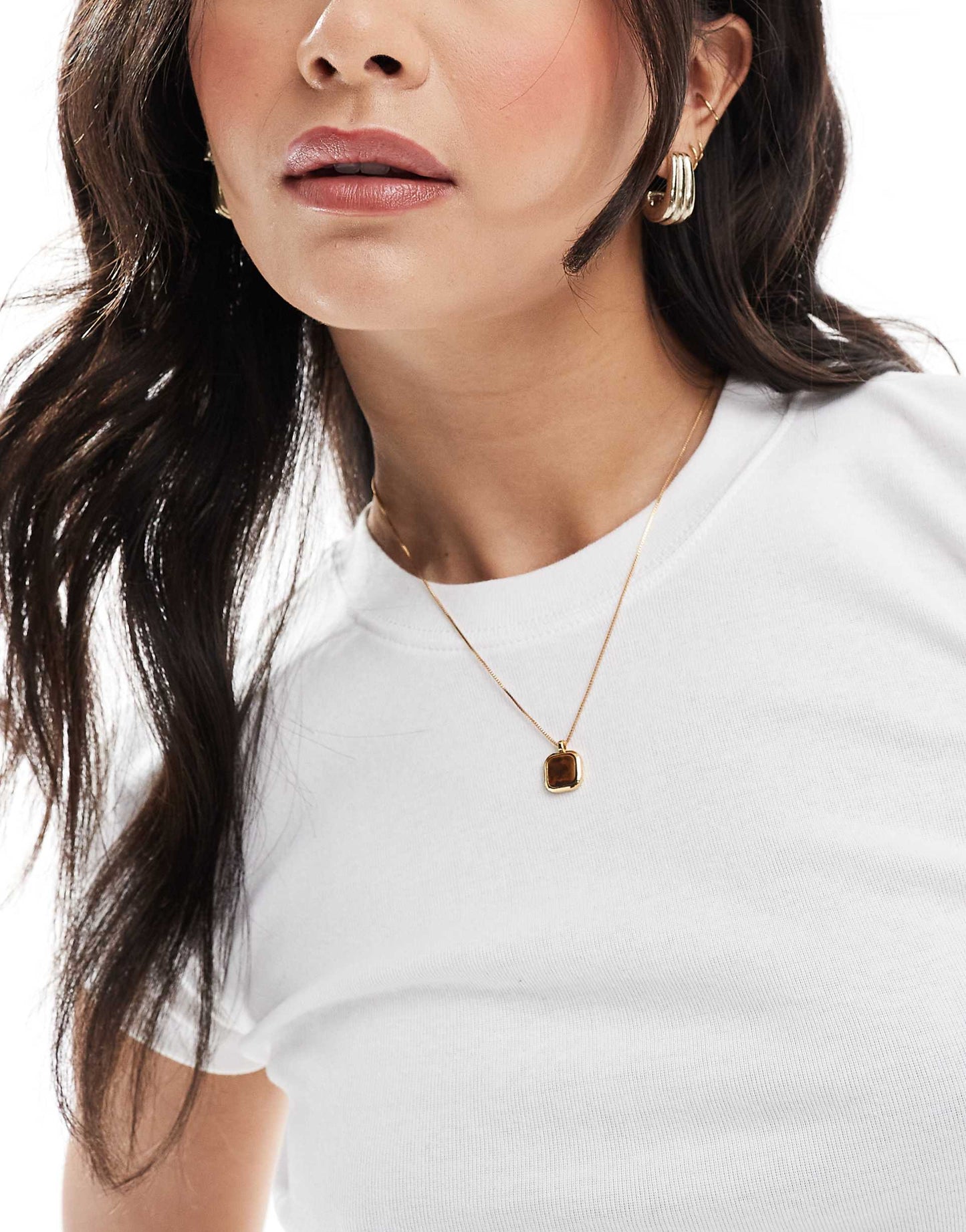 14K Gold Plated Necklace With Real Tigers Eye Pendant