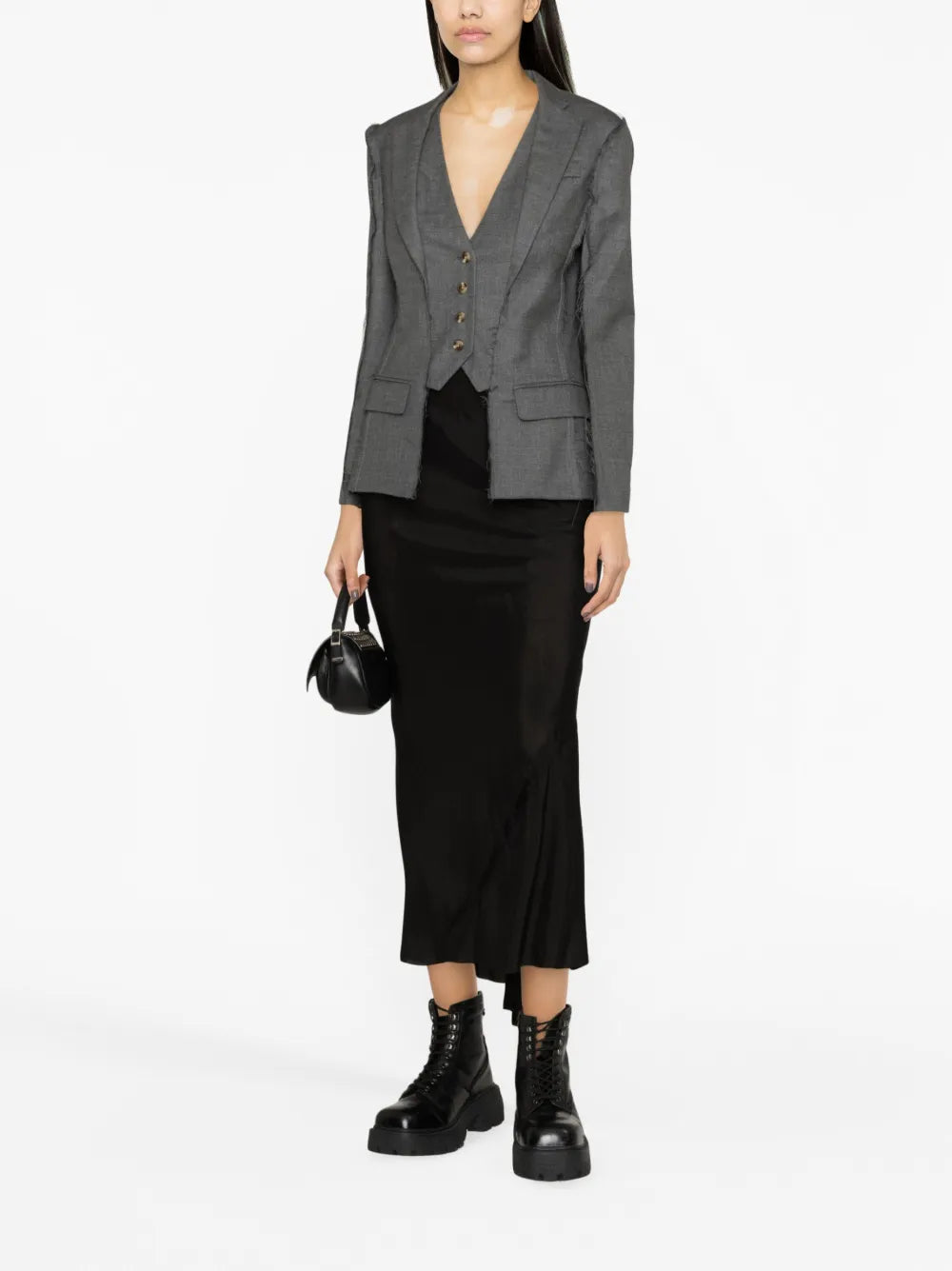 Distressed Layered Wool Blazer