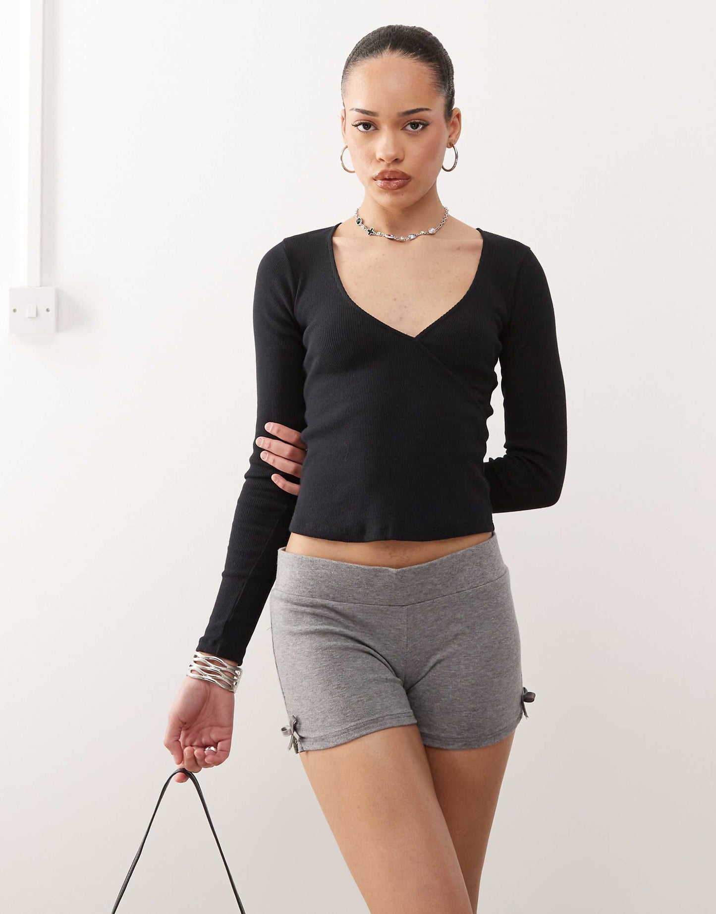 Dulcet Ribbed Plunge Front Top