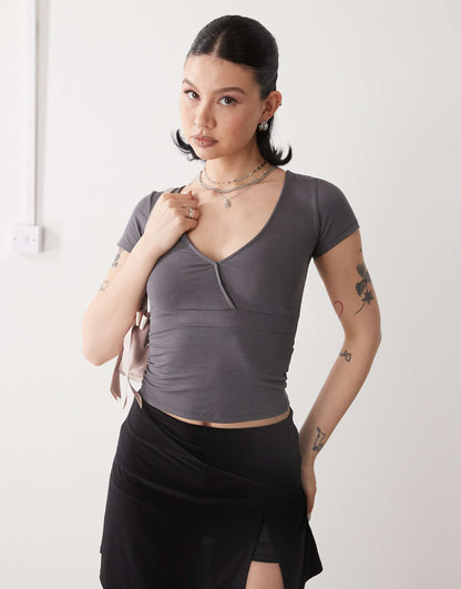 Machiko Plunge Front Wrap Top