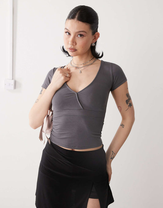 Machiko Plunge Front Wrap Top
