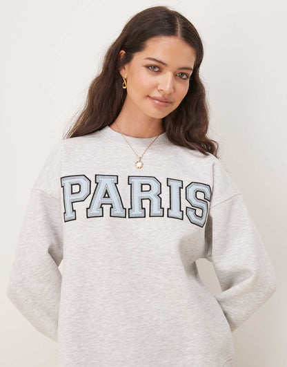 Paris Logo Oversized Sweatshirt