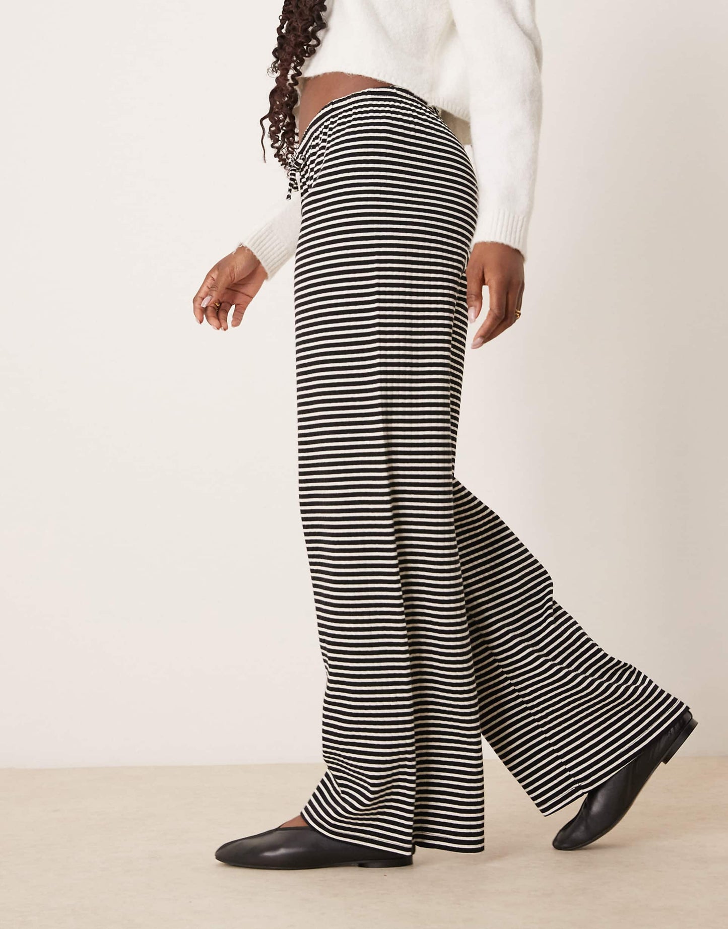 Supersoft Jersey Wide Leg Trousers With Drawstring Waist