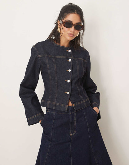 Co-Ord Strech Denim Jacket With Cinch Waist