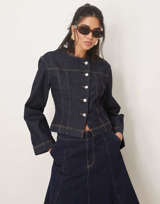 Co-Ord Strech Denim Jacket With Cinch Waist