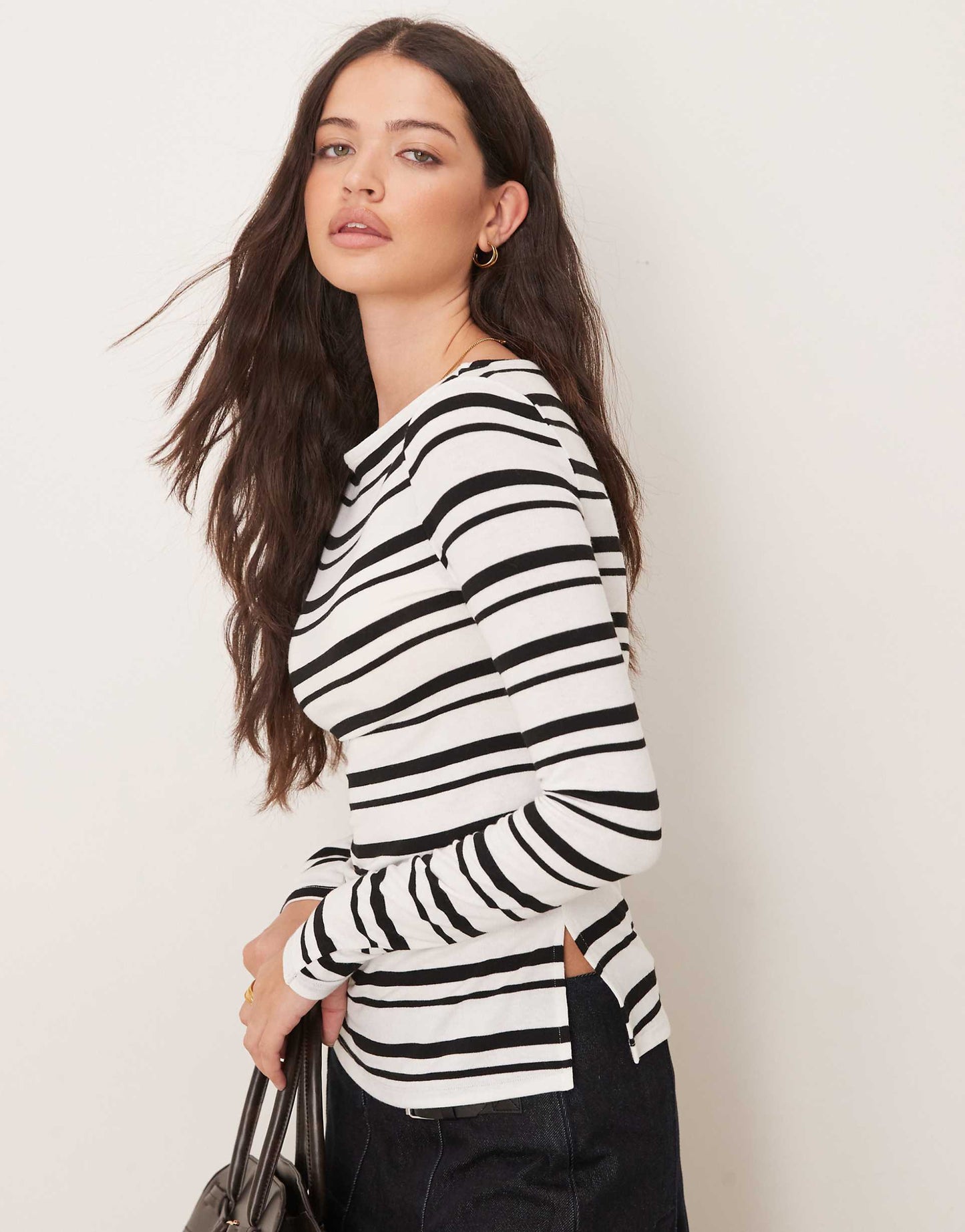 Boatneck Ruched Top With Side Splits