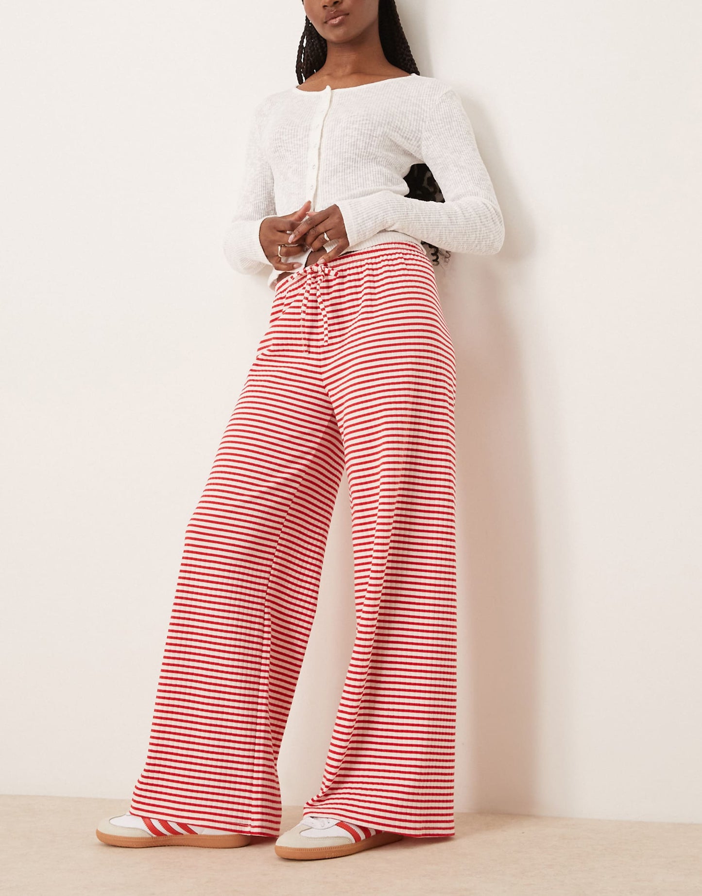 Supersoft Jersey Wide Leg Trousers With Drawstring Waist