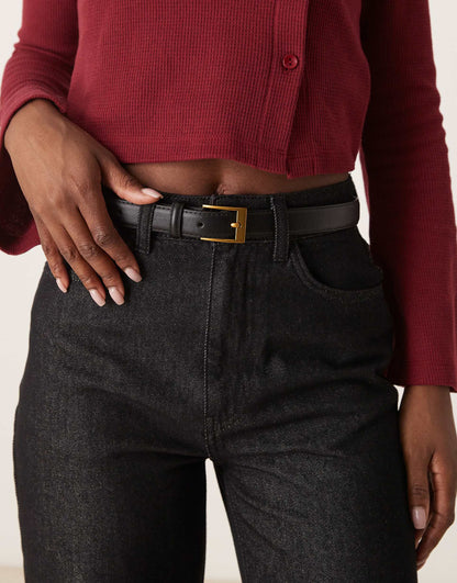 Slim Gold Buckle Belt