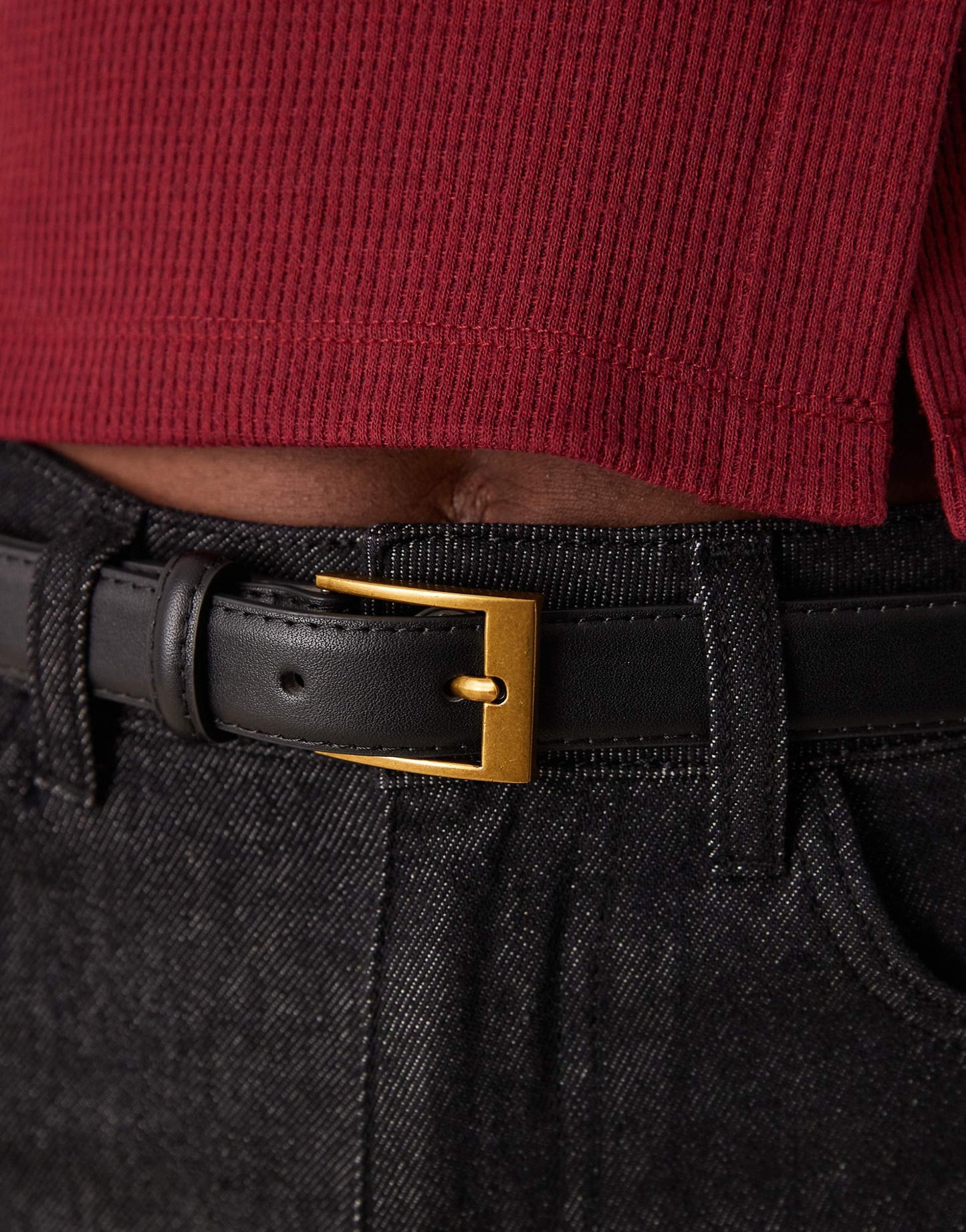 Slim Gold Buckle Belt