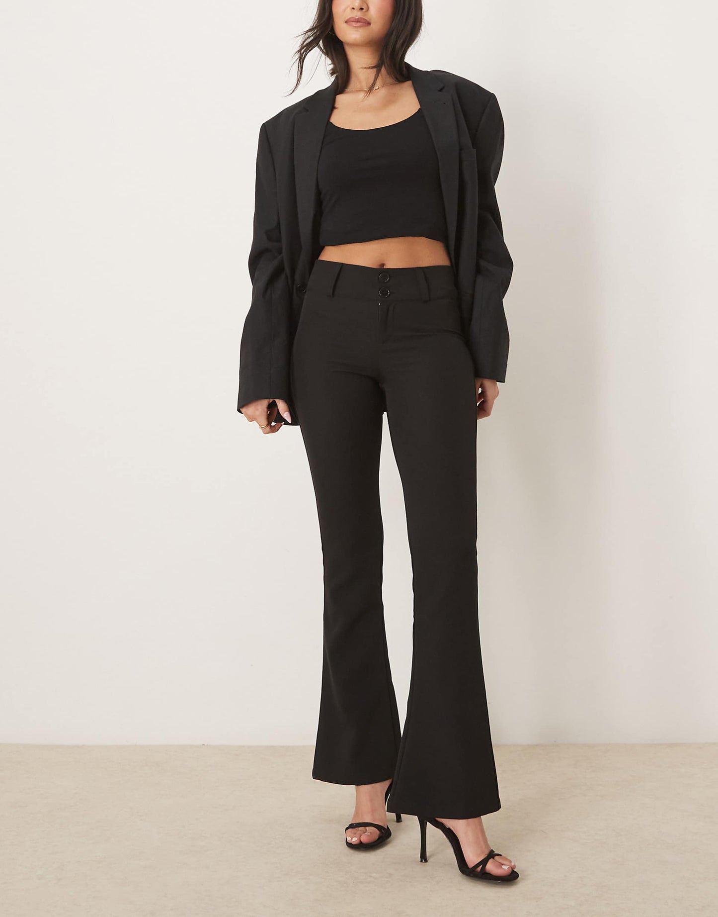 Low Rise Flare Leg Stretch Trousers