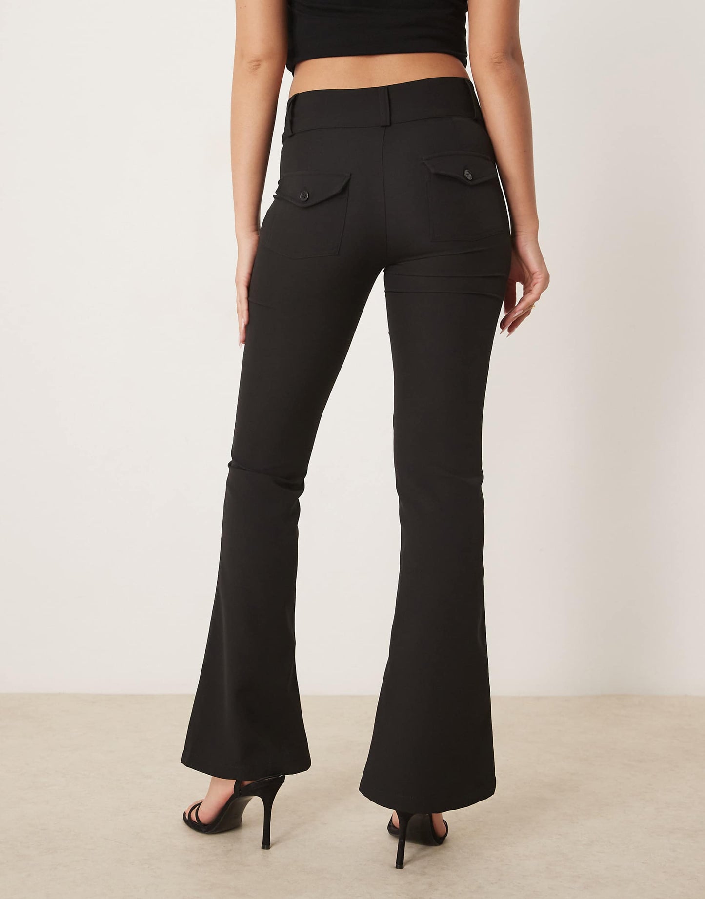 Low Rise Flare Leg Stretch Trousers