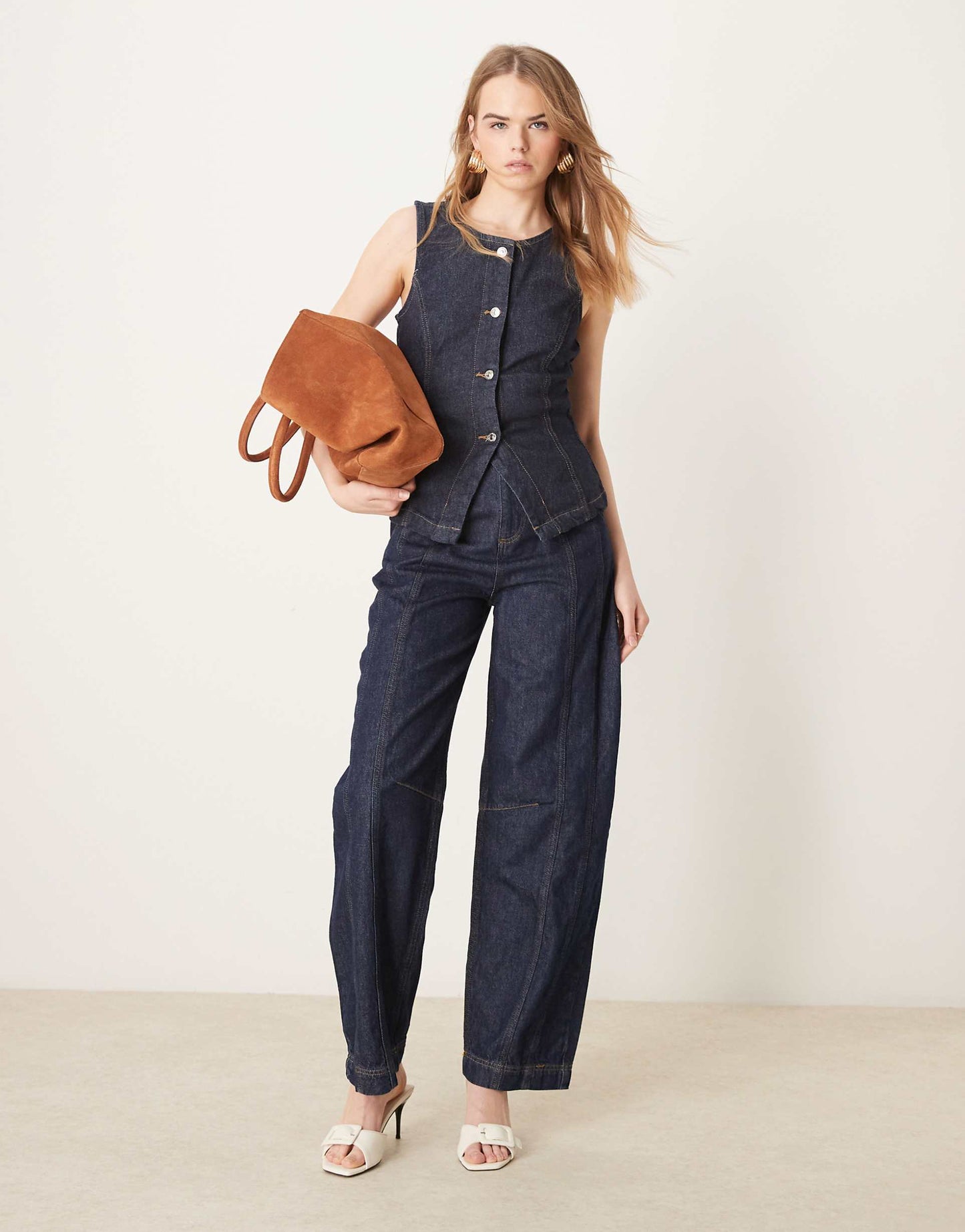 Sleeveless Sculpted Denim Waistcoat