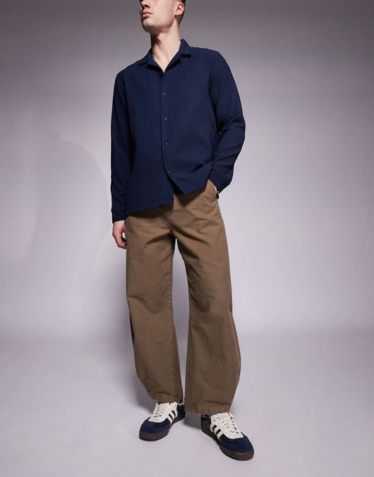 Canvas Barrel Fit Trousers With Ads Logo