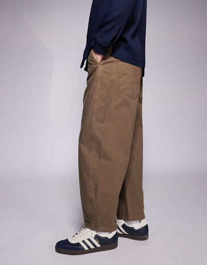 Canvas Barrel Fit Trousers With Ads Logo