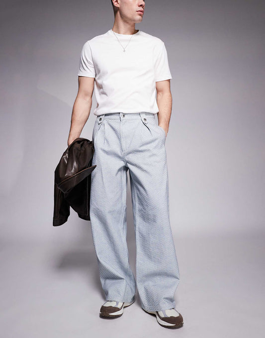 Premium Pleated Pinstripe Trouser