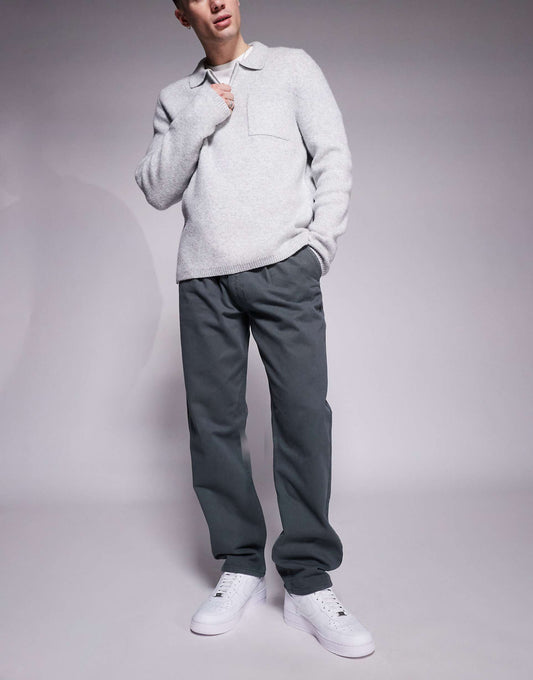 Straight Fit Chinos With Pleats