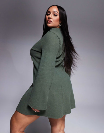 Curve Supersoft Grown On Neck Fit And Flare Mini Dress