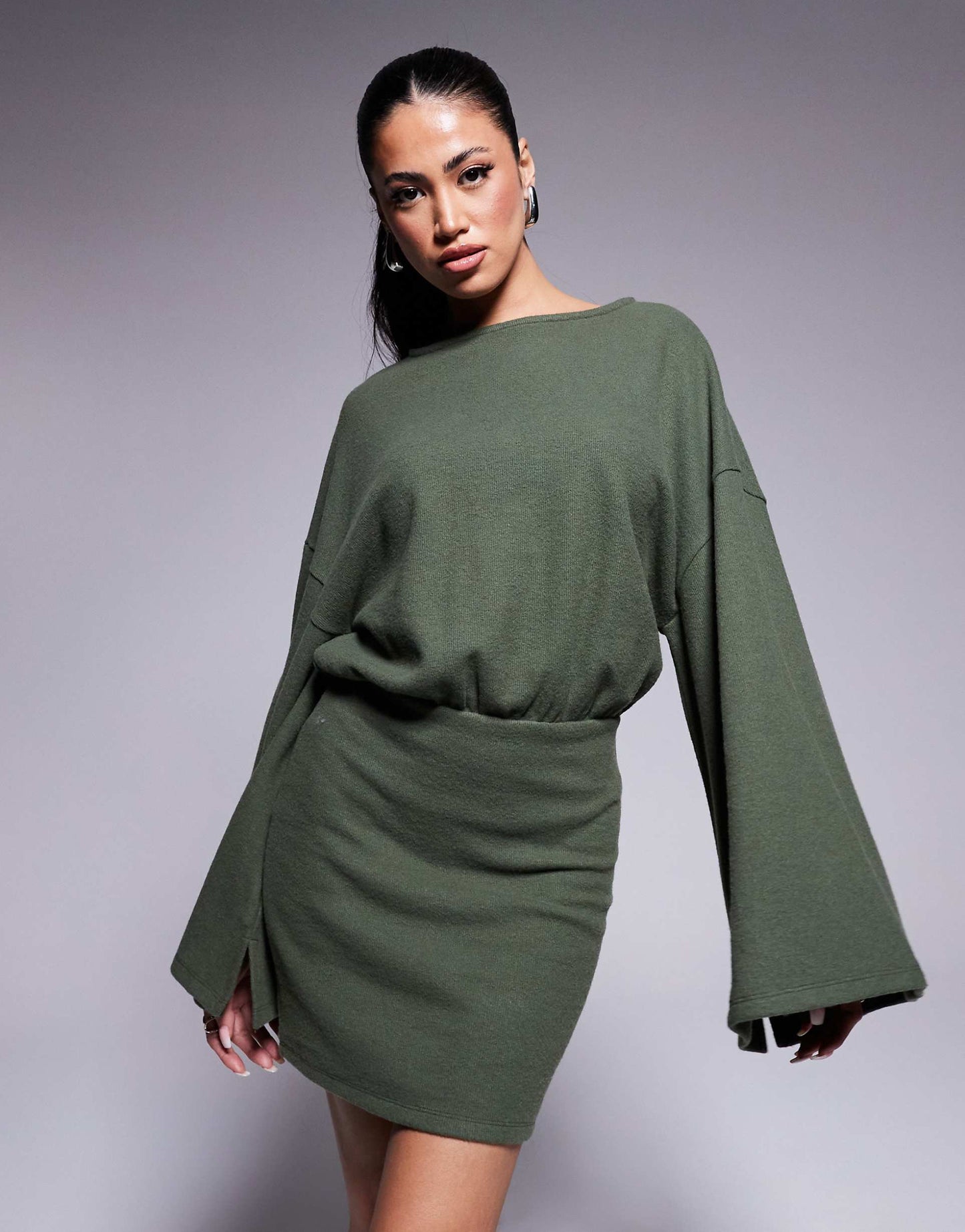Supersoft Wide Long Sleeve Blouson Mini Dress