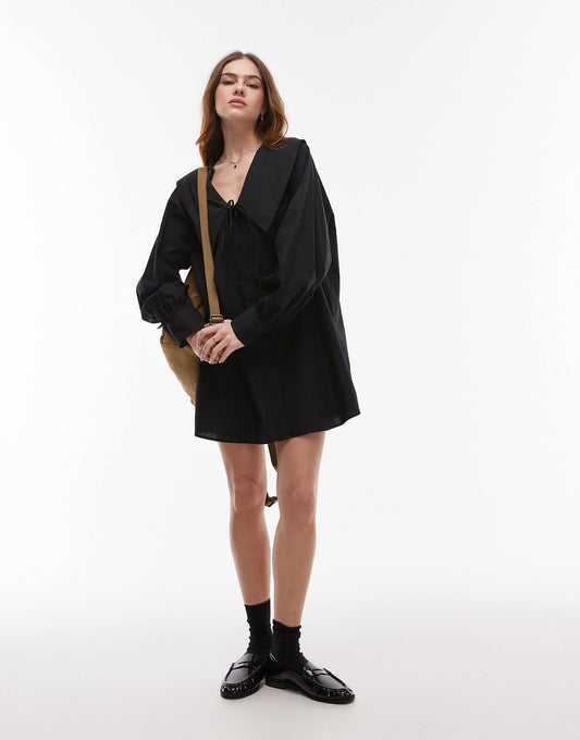 Poplin Femme Collar Shirt Dress