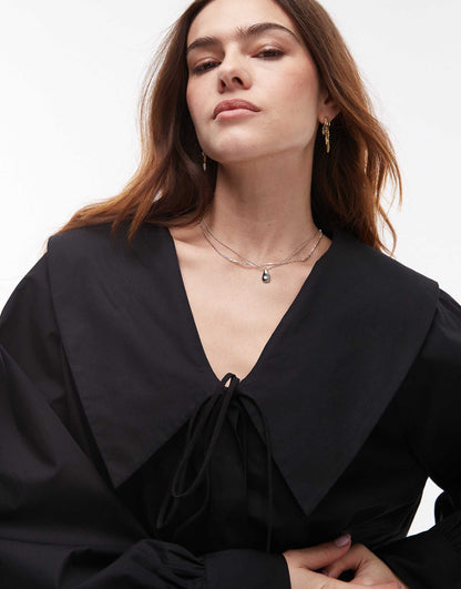 Poplin Femme Collar Shirt Dress