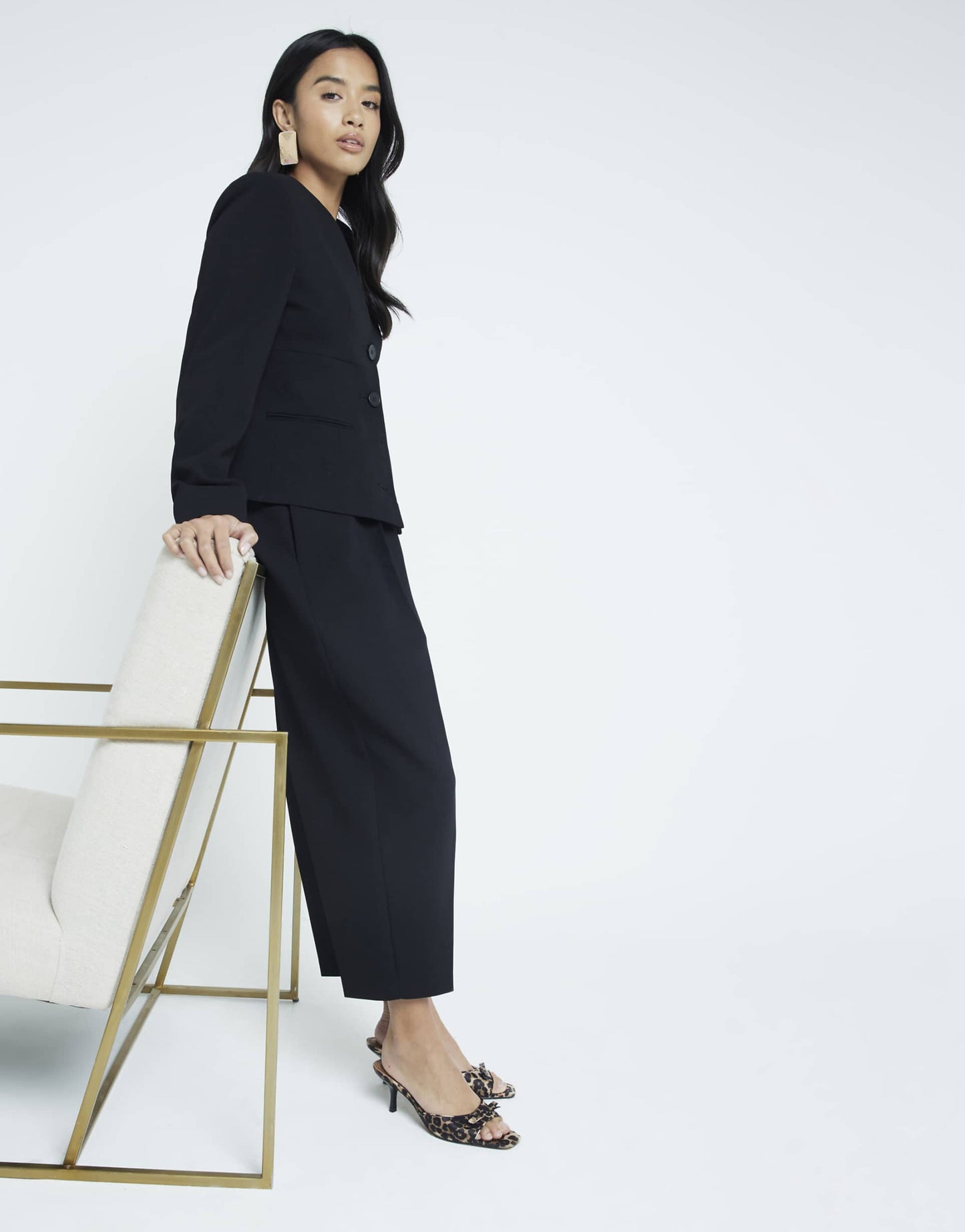 Petite Slim Barrell Leg Trousers