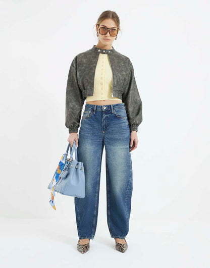 Denim Seamed Barrel Jeans