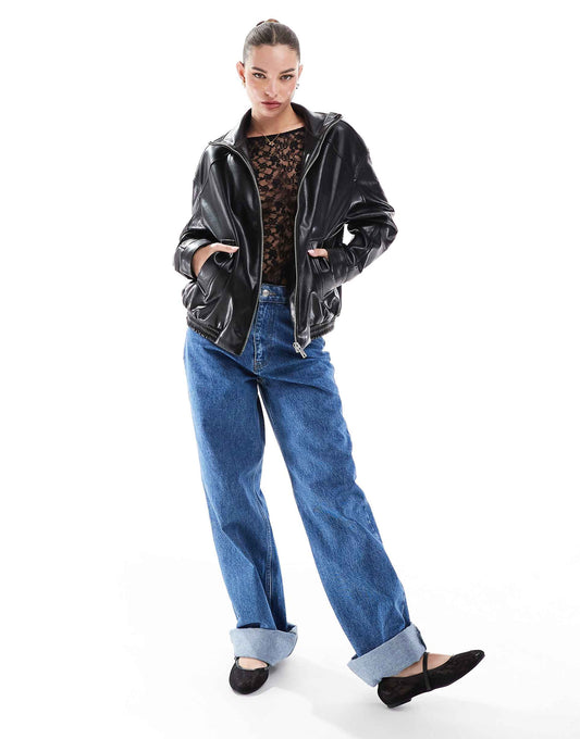 Funnel Neck Pu Jacket