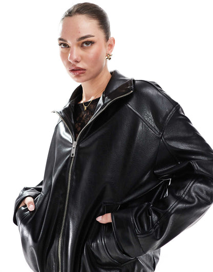 Funnel Neck Pu Jacket