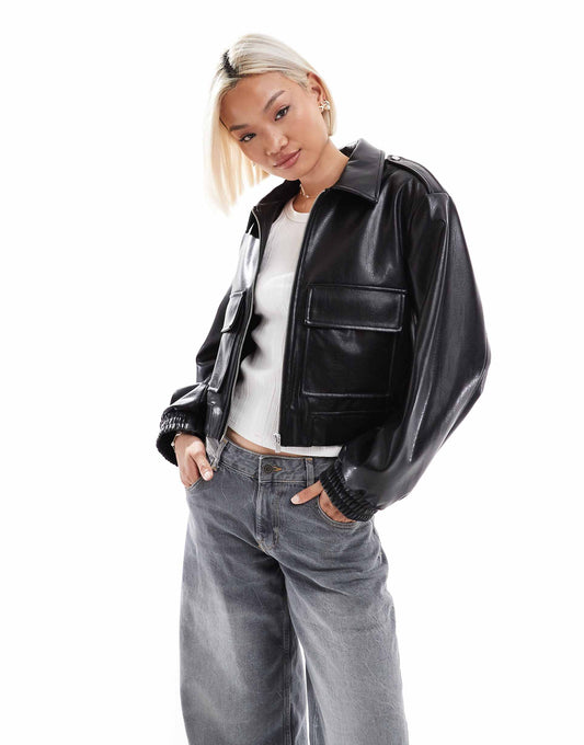 Faux Leather Trucker Jacket
