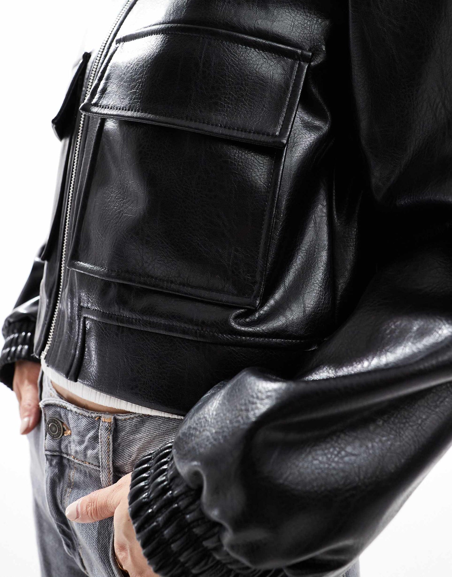 Faux Leather Trucker Jacket