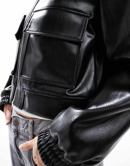 Faux Leather Trucker Jacket