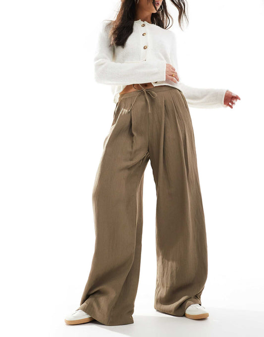 Wide Leg Tie Waist Trouser