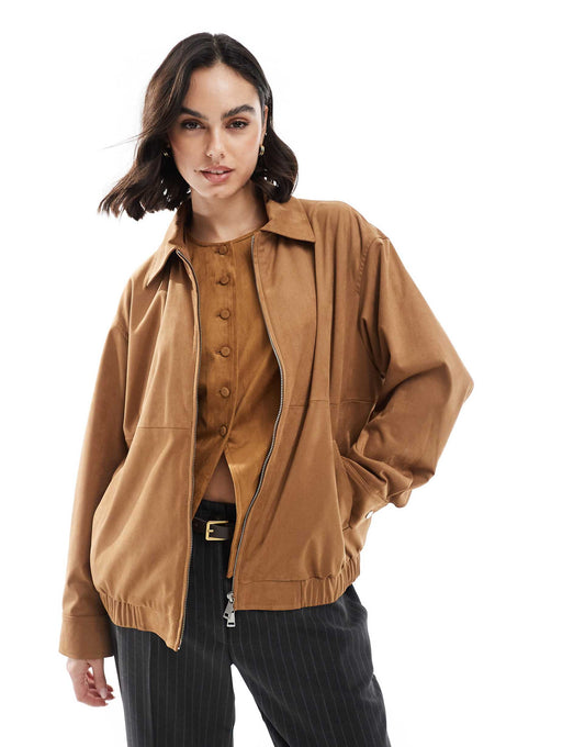 Faux Suede Bomber Jacket