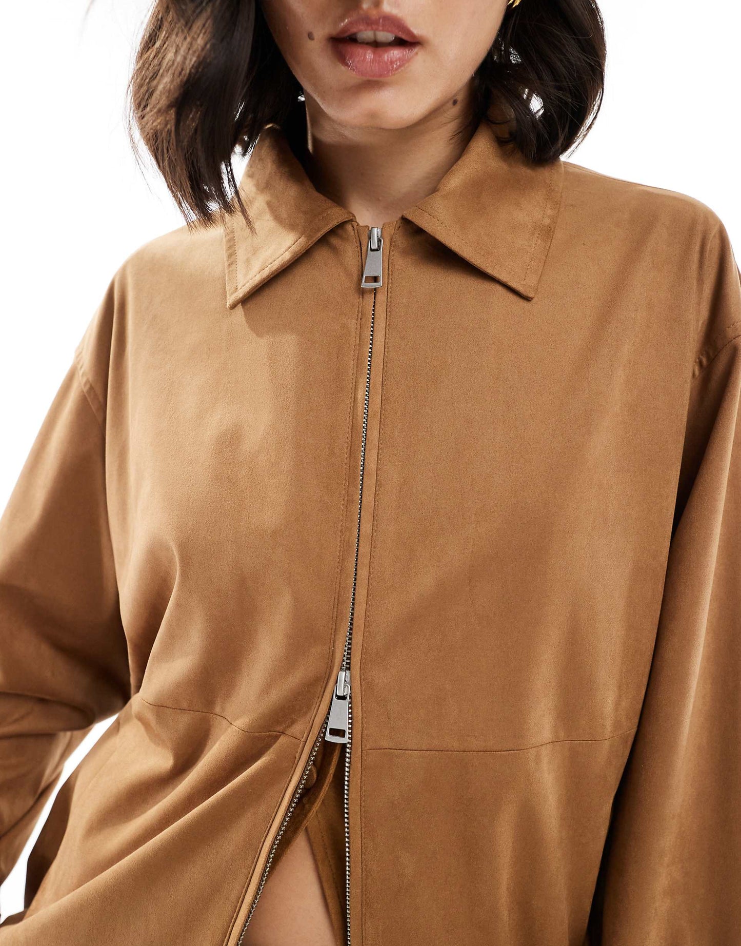 Faux Suede Bomber Jacket