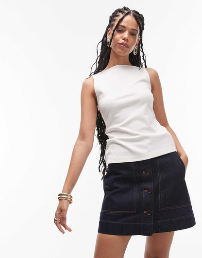 Minimal Denim Mini Skirt