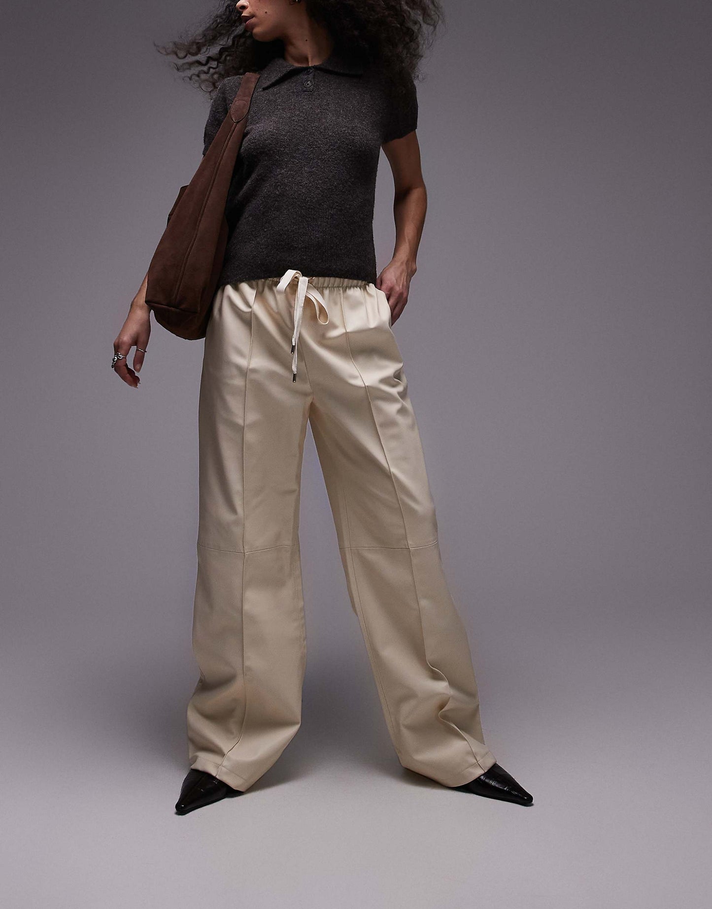 Seam Front Soft Leather Trouser