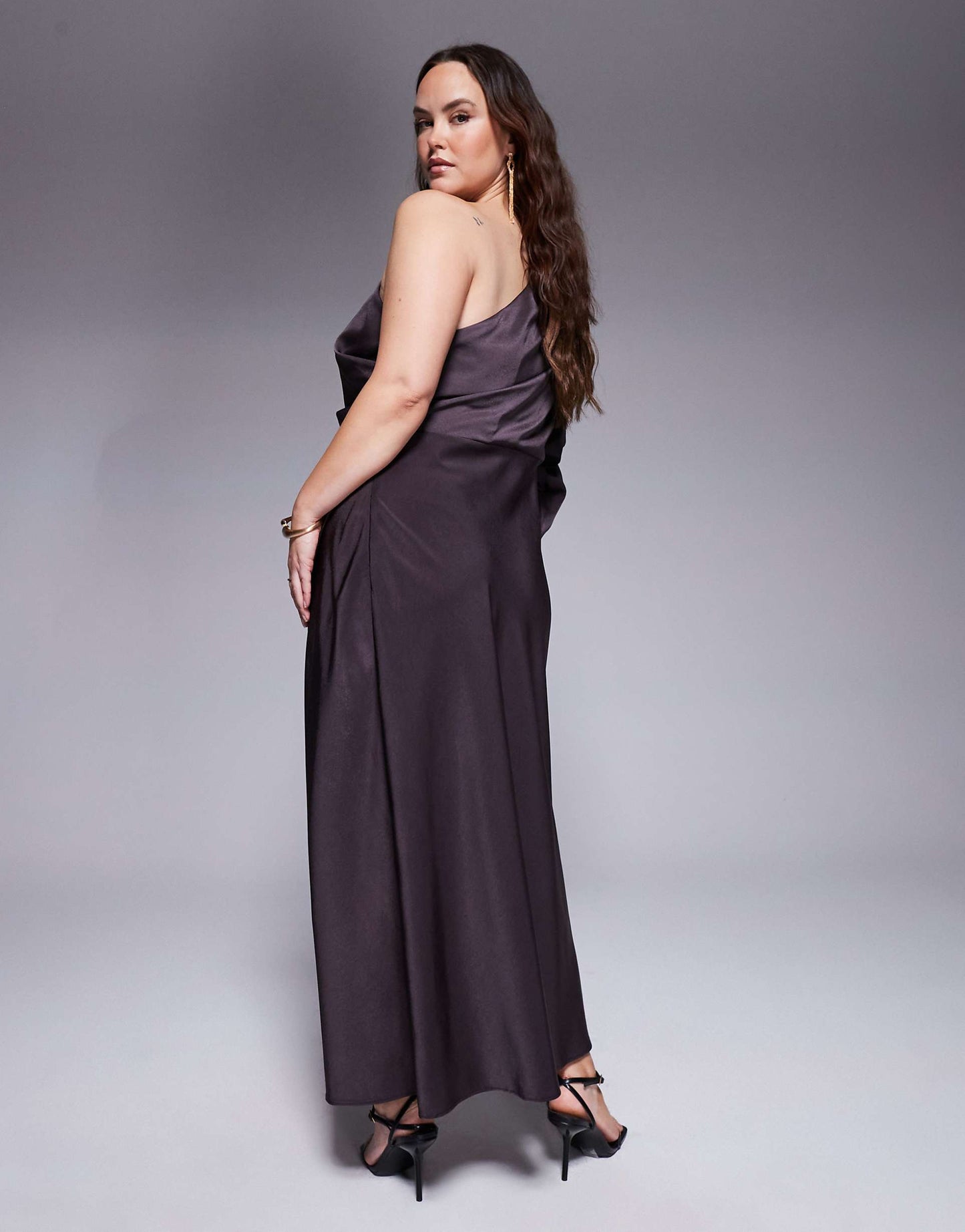 One Shoulder Pleated Maxi Dress
