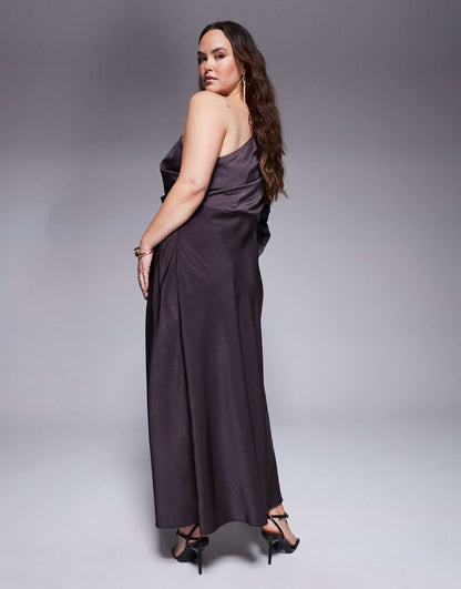 One Shoulder Pleated Maxi Dress