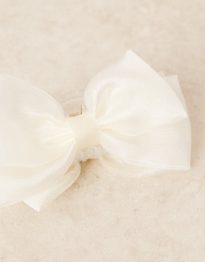 Hair Claw With Organza Fabric Bow Detail