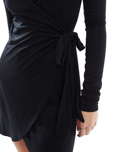 Long Sleeve Jersey Wrap Dress