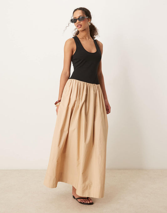 Scoop Neck Hybrid Maxi Dress