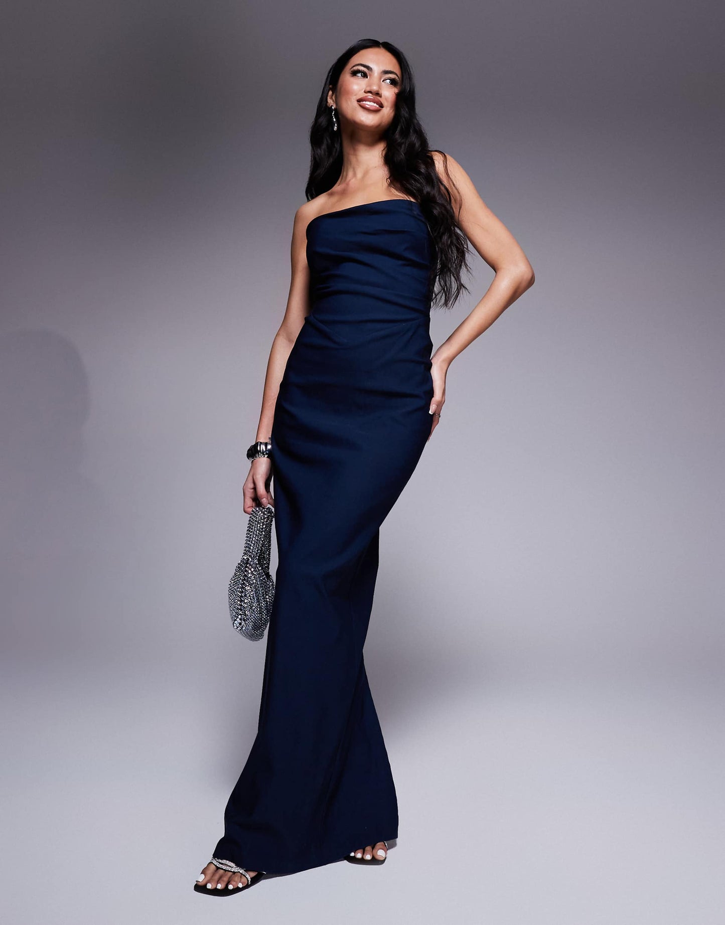 Drape Waist Bandeau Maxi Dress