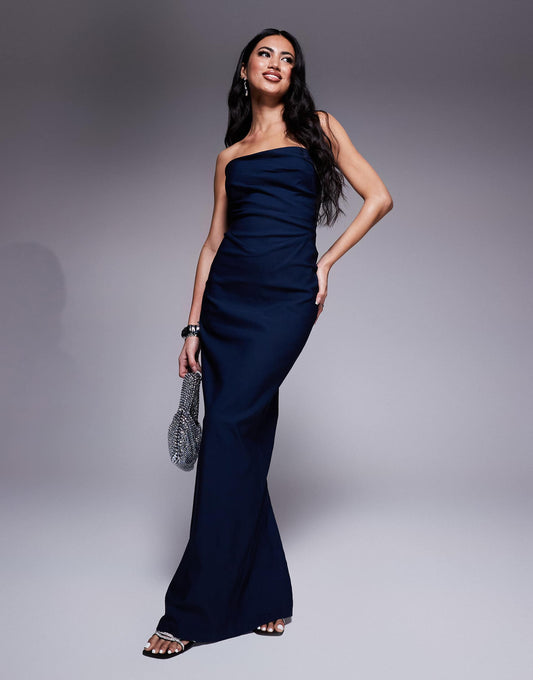 Drape Waist Bandeau Maxi Dress