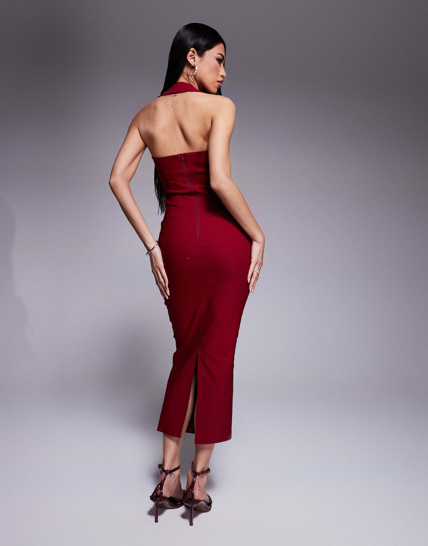 Scoop Neck Halterneck Bodycon Midaxi Dress